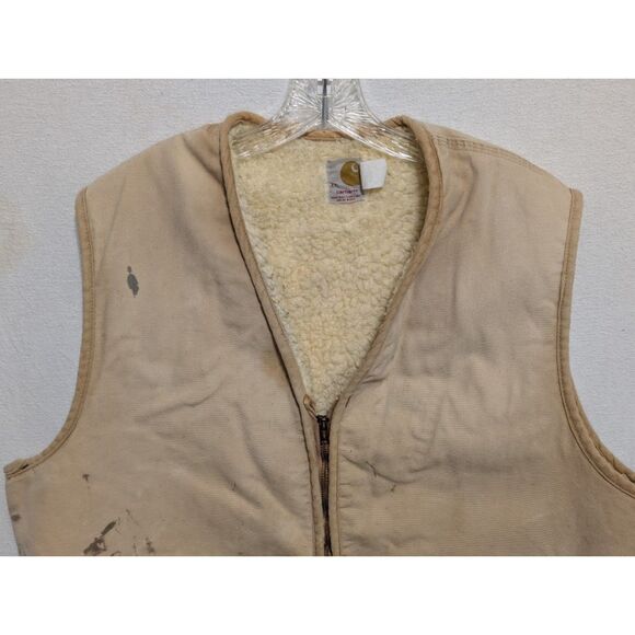 Vintage Y2K Carhartt Work Vest with Fleece Lining Brown Size XL - Picture 3 of 6